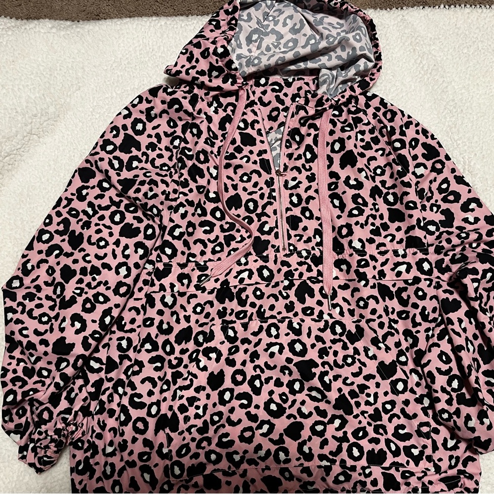Pink Leopard Print Hoodie